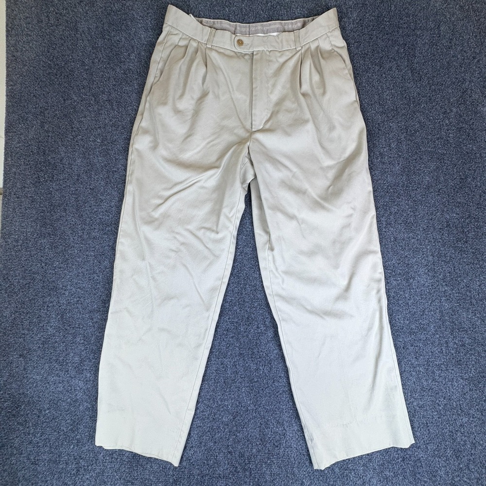Zanella For Nordstrom Dress Pants Mens 34x28.5 Beige Virgin Wool Pleated Front